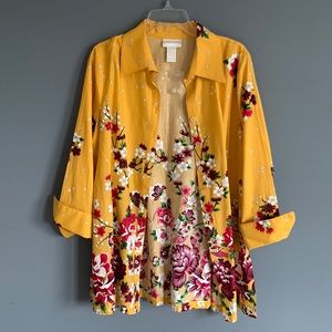 Soft Surroundings Button Down Blouse 100% Cotton